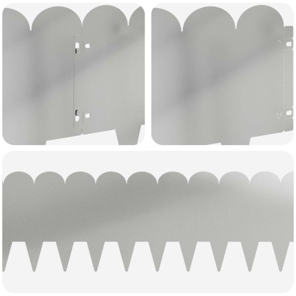 Ограда за трева 10 pcs 103 x 25 см Стомана Сребристо