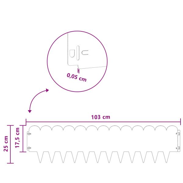Ограда за трева 10 pcs 103 x 25 см Стомана Сребристо