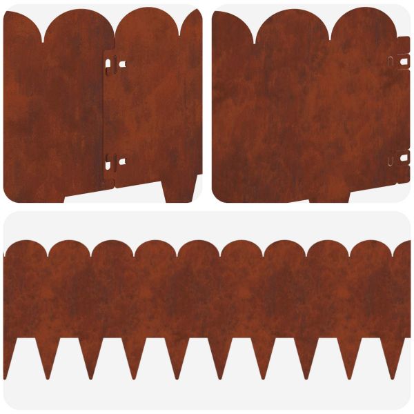Ограда за трева 10 pcs 103 x 25 см Стомана Ръждясало