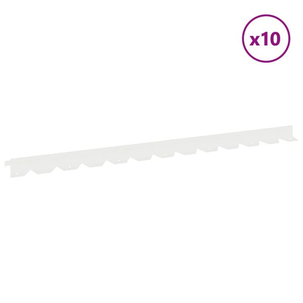 Ограда за трева 10 pcs 102 x 4 x 4 см Стомана Бяло