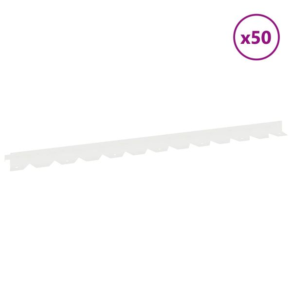 Ограда за трева 50 pcs 102 x 4 x 4 см Стомана Бяло