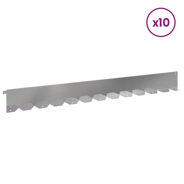 Ограда за трева 10 pcs 102 x 10 x 4 см Стомана Сребристо