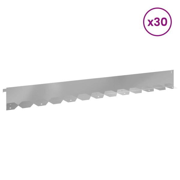 Ограда за трева 30 pcs 102 x 10 x 4 см Стомана Сребристо