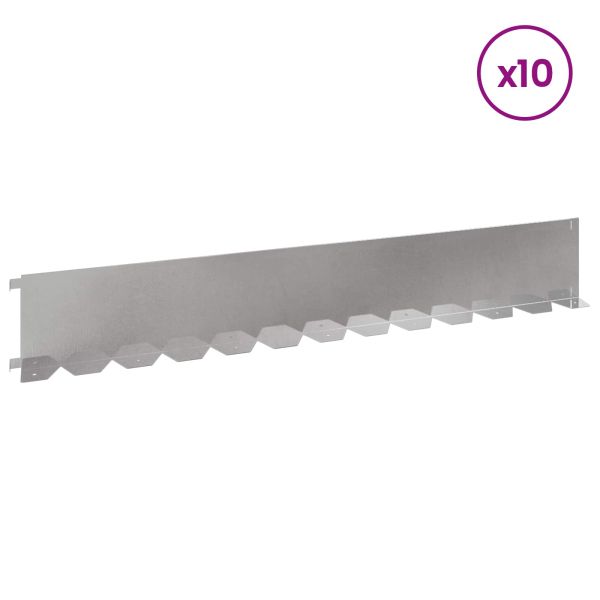 Ограда за трева 10 pcs 102 x 15 x 4 см Стомана Сребристо