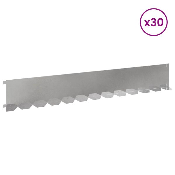 Ограда за трева 30 pcs 102 x 15 x 4 см Стомана Сребристо