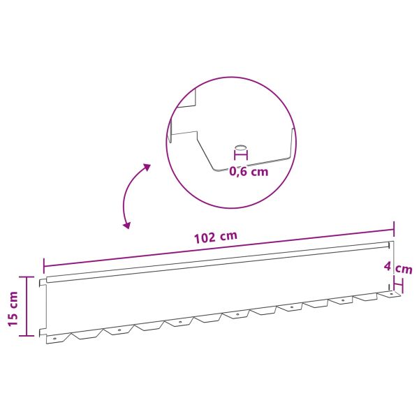 Ограда за трева 30 pcs 102 x 15 x 4 см Стомана Сребристо
