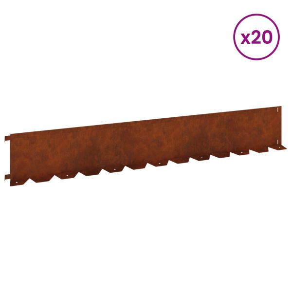Ограда за трева 20 pcs 102 x 15 x 4 см Стомана Ръждясало