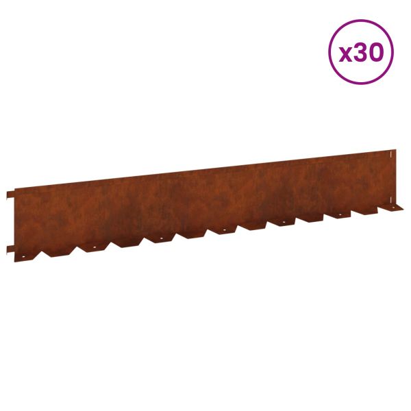 Ограда за трева 30 pcs 102 x 15 x 4 см Стомана Ръждясало