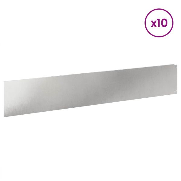 Ограда за трева 10 pcs 100 x 18 см Стомана Сребристо