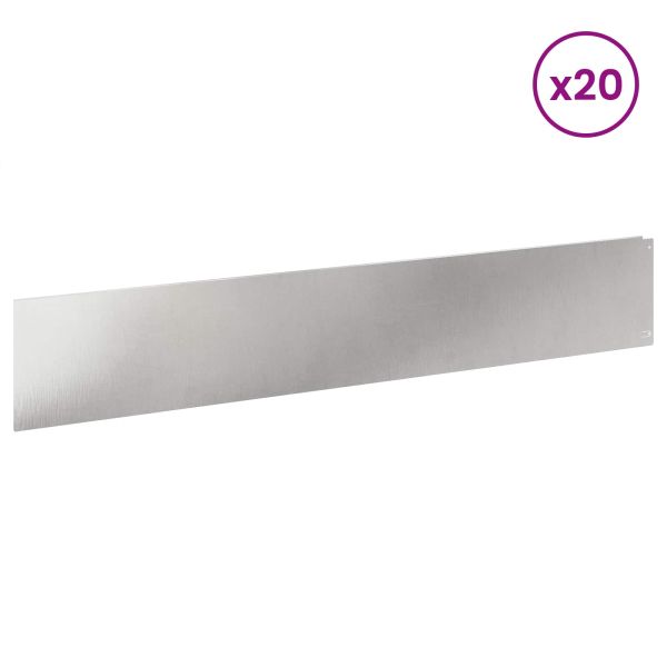 Ограда за трева 20 pcs 100 x 18 см Стомана Сребристо