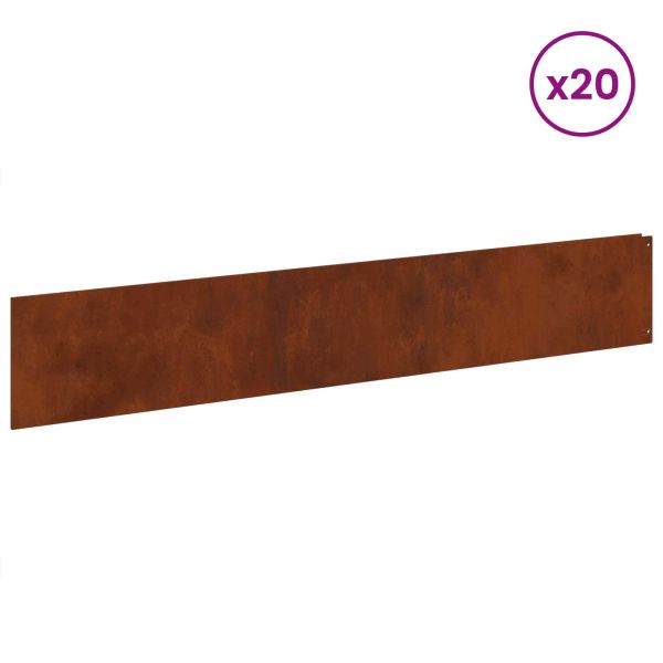 Ограда за трева 20 pcs 100 x 18 см Стомана Ръждясало