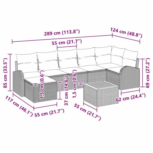 Градински Софа Комплект 8 pcs Бежов и Светло Сив полиратан