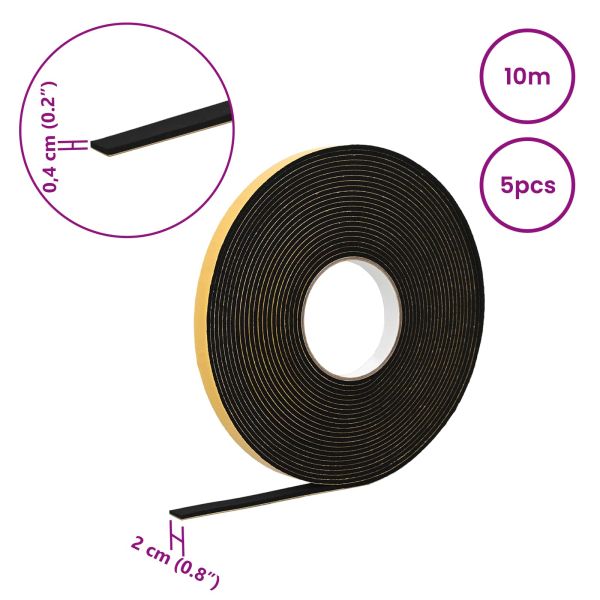 Самоотлепваща се пяна лента 5 pcs Черно 20mm x 10m CR пяна