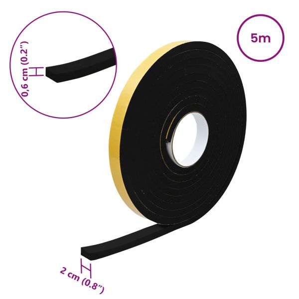 Самоотлепваща се пяна лента 10 pcs Черно 20mm x 5m CR пяна