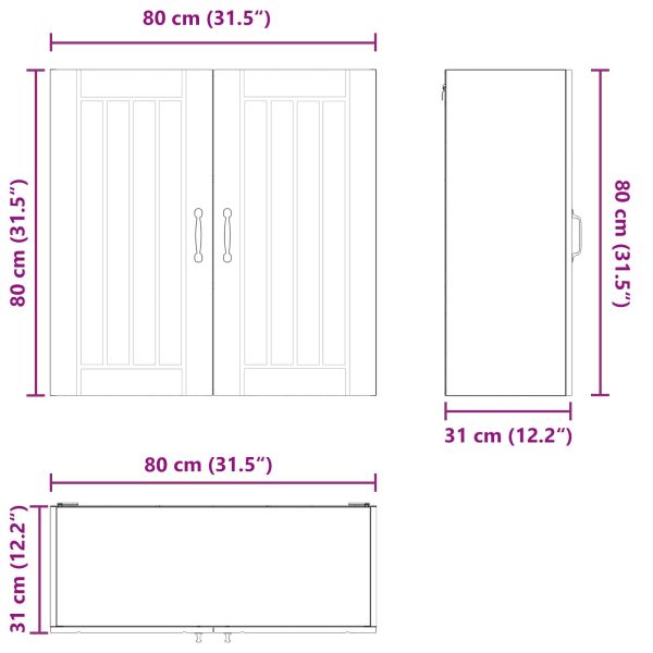 Стенен шкаф LUCCA Бяло 80 x 31 x 80 см Инженерна дървесина