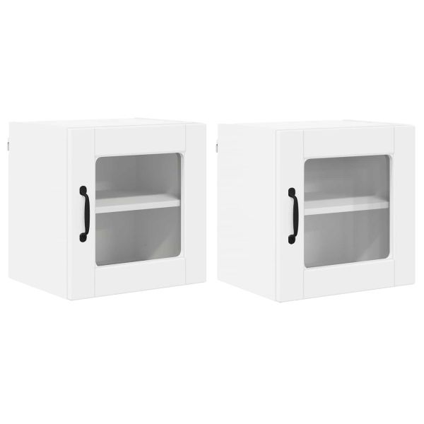 Стенен стъклен шкаф PORTO 2 pcs Бяло 40 x 31 x 40 см