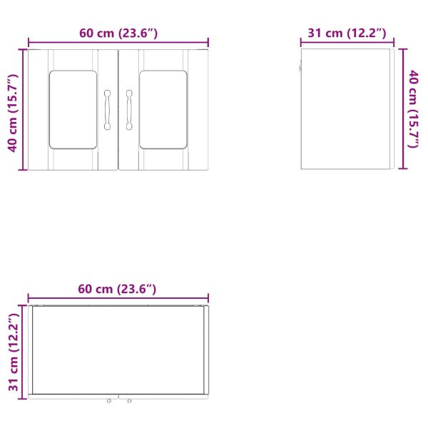 Стенен стъклен шкаф PORTO Димян дъб 60 x 31 x 40 см