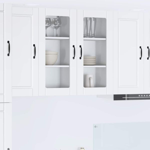 Стенен стъклен шкаф PORTO 2 pcs Бяло 40 x 31 x 80 см