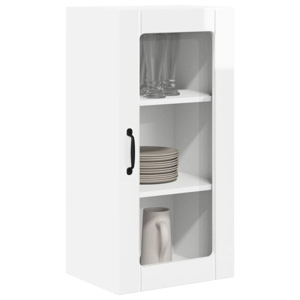 Стенен стъклен шкаф PORTO 2 pcs Лъскаво бяло 40 x 31 x 80 см