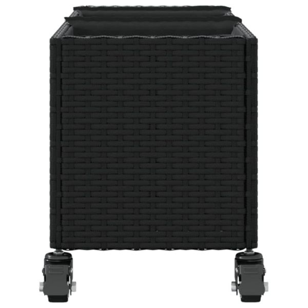 Градински кашпи с колела 2 бр черни 107x32x38 см полиратан