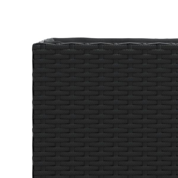 Градински кашпи с колела 2 бр черни 107x32x38 см полиратан