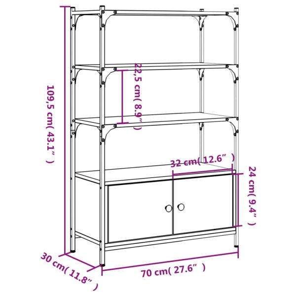 Библиотека 3 рафта опушен дъб 70x30x109,5 см инженерно дърво