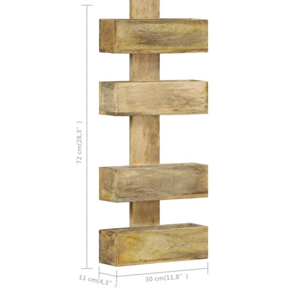 Стенна поставка за списания, 30x11x72 см, масивно мангово дърво