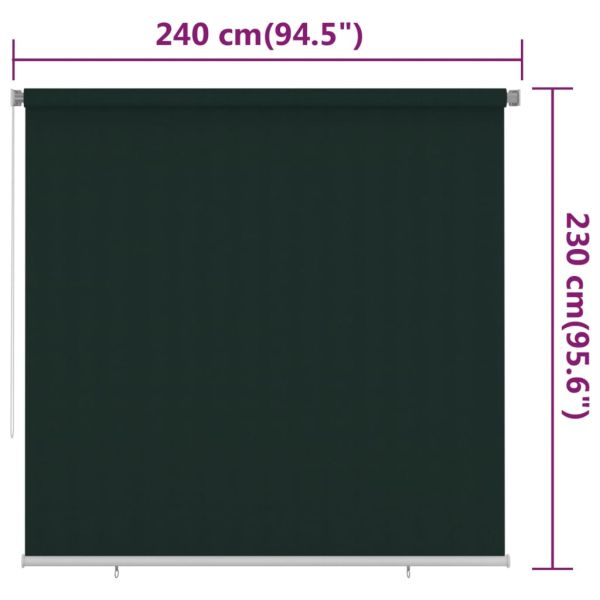 Външна ролетна щора, 245(Ш)x230(В) см, тъмнозелена, HDPE