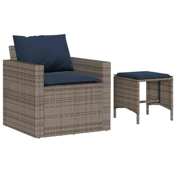 Градински диван с възглавници от 4 части сив полиратан