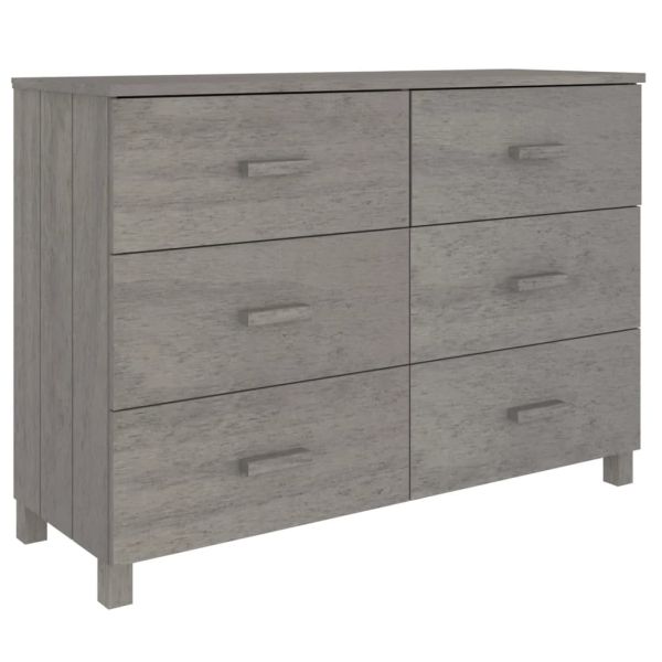 Сайдборд HAMAR, светлосив, 113x40x80 см, борово дърво масив