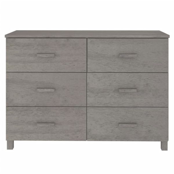 Сайдборд HAMAR, светлосив, 113x40x80 см, борово дърво масив