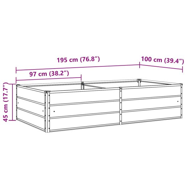 Кашпа Антрацит 195 x 100 x 45 см Галванизирана стомана