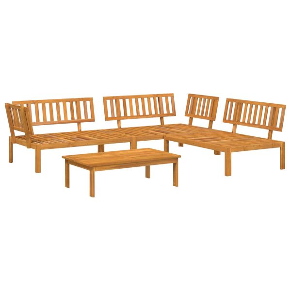 Комплект дивани 4 pcs Сив Солидно акациево дърво