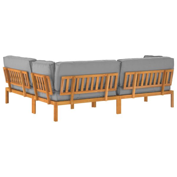 Комплект дивани 4 pcs Сив Солидно акациево дърво