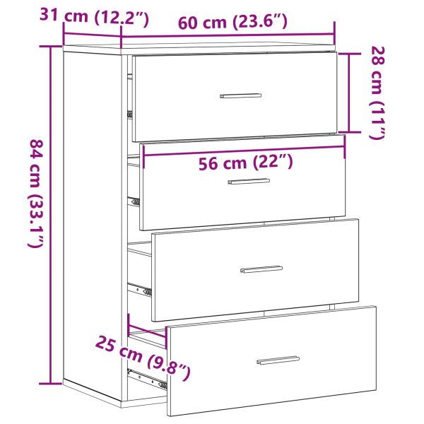 Служебен шкаф с чекмедже Дъб 60 x 39 x 80 см Инженерно дърво