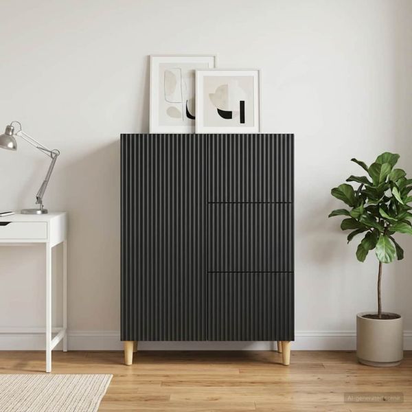 Служебен шкаф Черно 66 x 34,5 x 90 см Инженерна дървесина