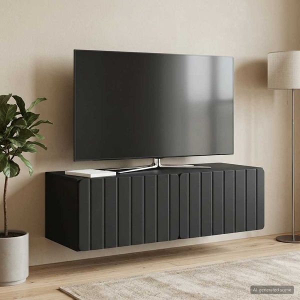 Стенно монтиран ТВ шкаф Черно 98 x 41 x 30 см