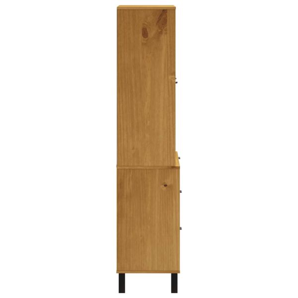 Висок шкаф със стъклени врати FLAM 80x40x180 см бор масив
