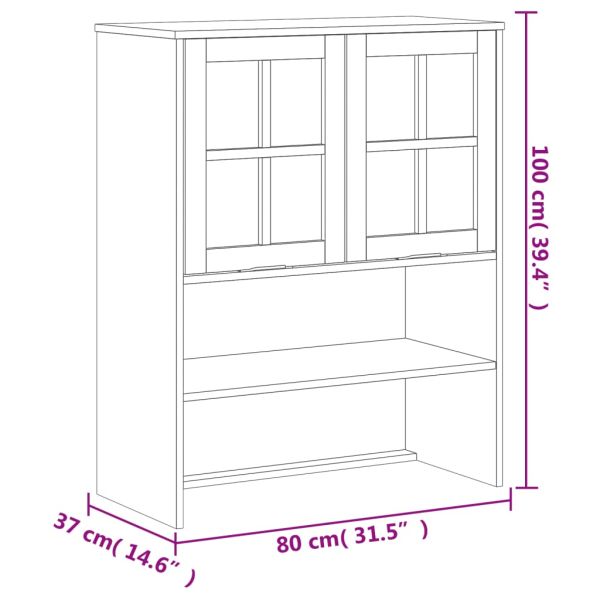 Висок шкаф със стъклени врати FLAM 80x40x180 см бор масив