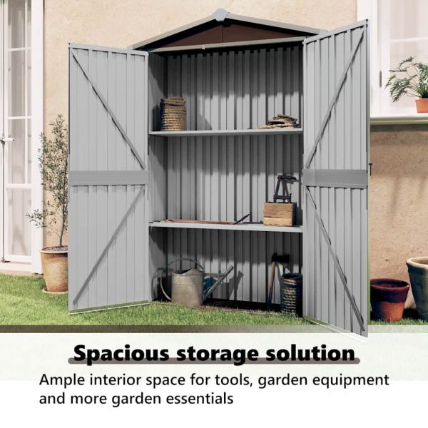 Градинска барака, кафява, 116x45x175 см, поцинкована стомана