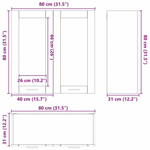 Висящ шкаф Дъб 80 x 31 x 80 см Инженерно дърво