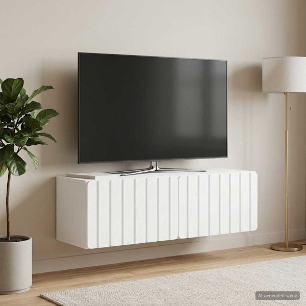 Стенно монтиран ТВ шкаф 98 x 31 x 30 см Бяло