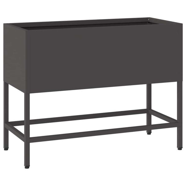 Повдигната градинска саксия Черно 60 x 26 x 45 см Стомана