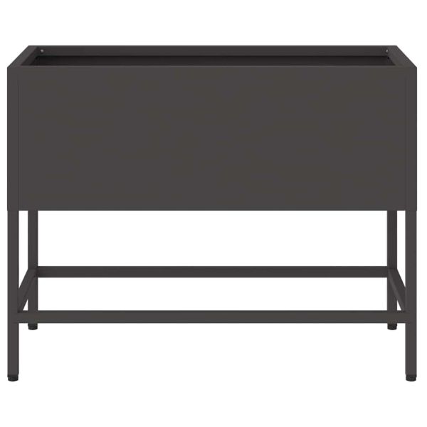 Повдигната градинска саксия Черно 60 x 26 x 45 см Стомана