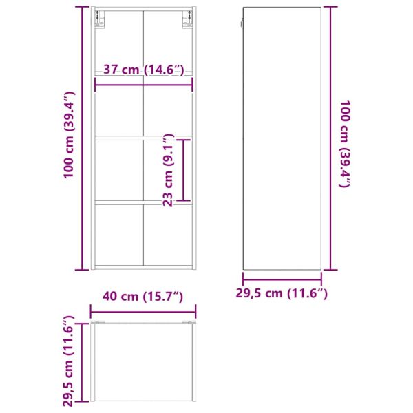 Висящ шкаф Дъб 40 x 29,5 x 100 см Инженерно дърво