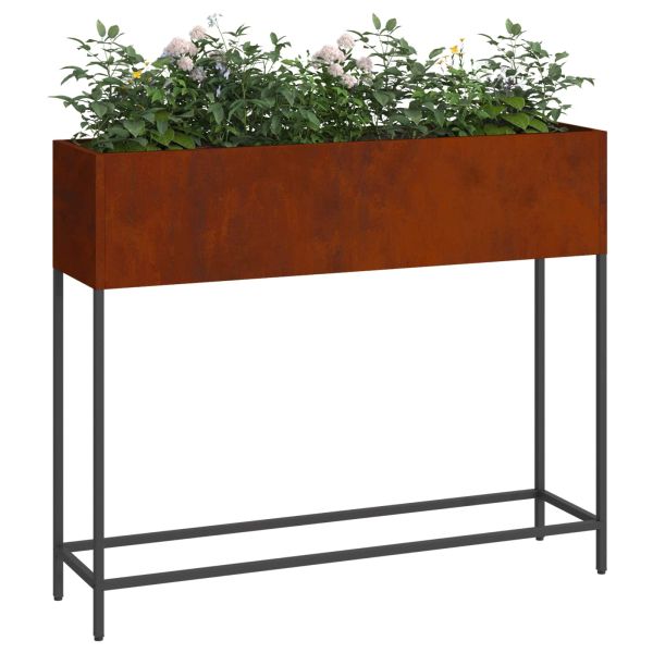 Повдигната градинска саксия Ръждясало 100 x 26 x 82 см