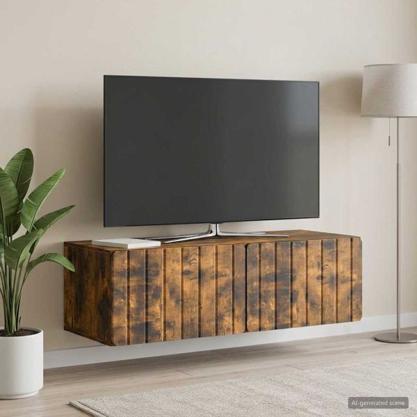 Стенно монтиран ТВ шкаф Опушен дъб 98 x 41 x 30 см