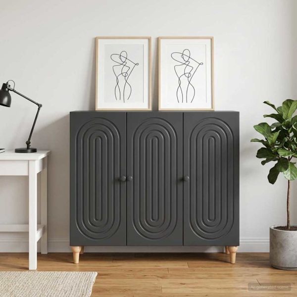Служебен шкаф Черно 89 x 34,5 x 80 см Инженерна дървесина