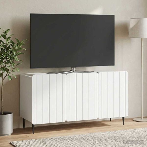 ТВ шкаф Бяло 99 x 34,5 x 52 см Инженерна дървесина