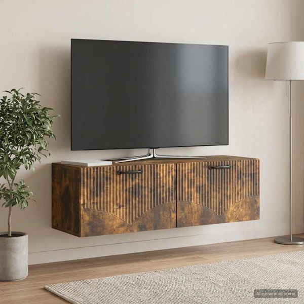 Стенно монтиран ТВ шкаф Опушен дъб 98 x 31 x 30 см